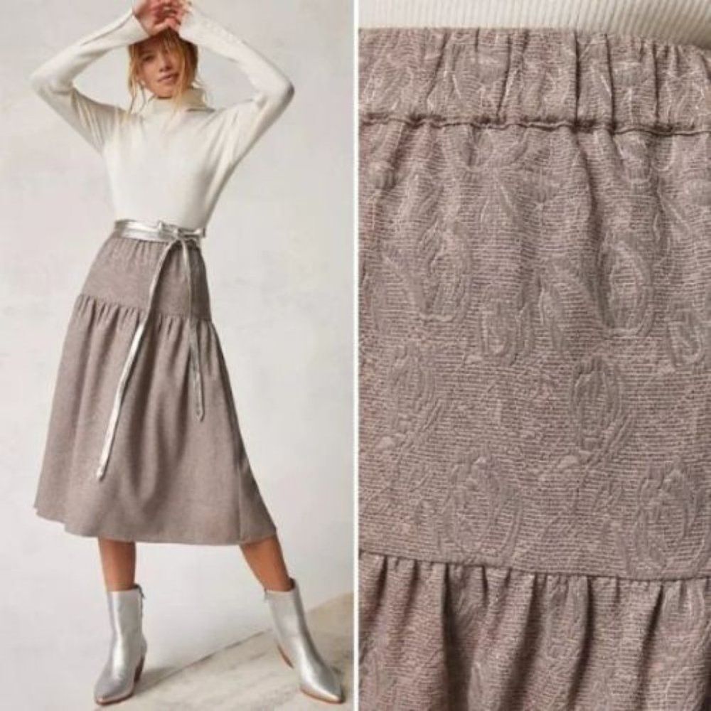 NWT Anthropologie Jacquard A-Line Midi Skirt | XS